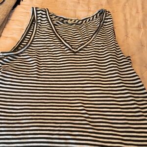 Striped V-Neck Sleeveless Top - Black & White madewell